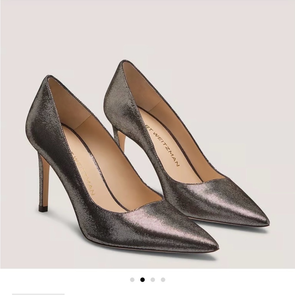 Stuart Weitzman Power 85 Pump Metallic Platino Gold 85mm